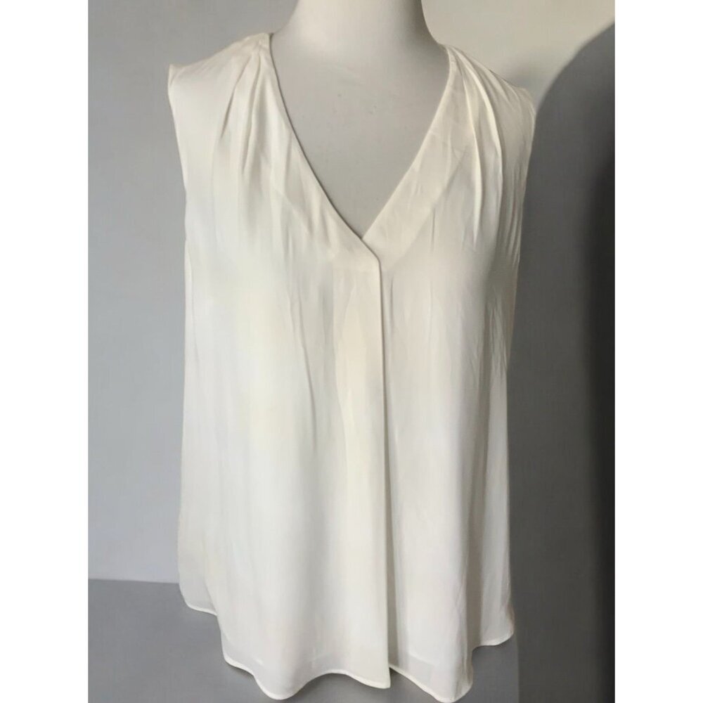 White House Black Market Ivory V-Neck Blouse